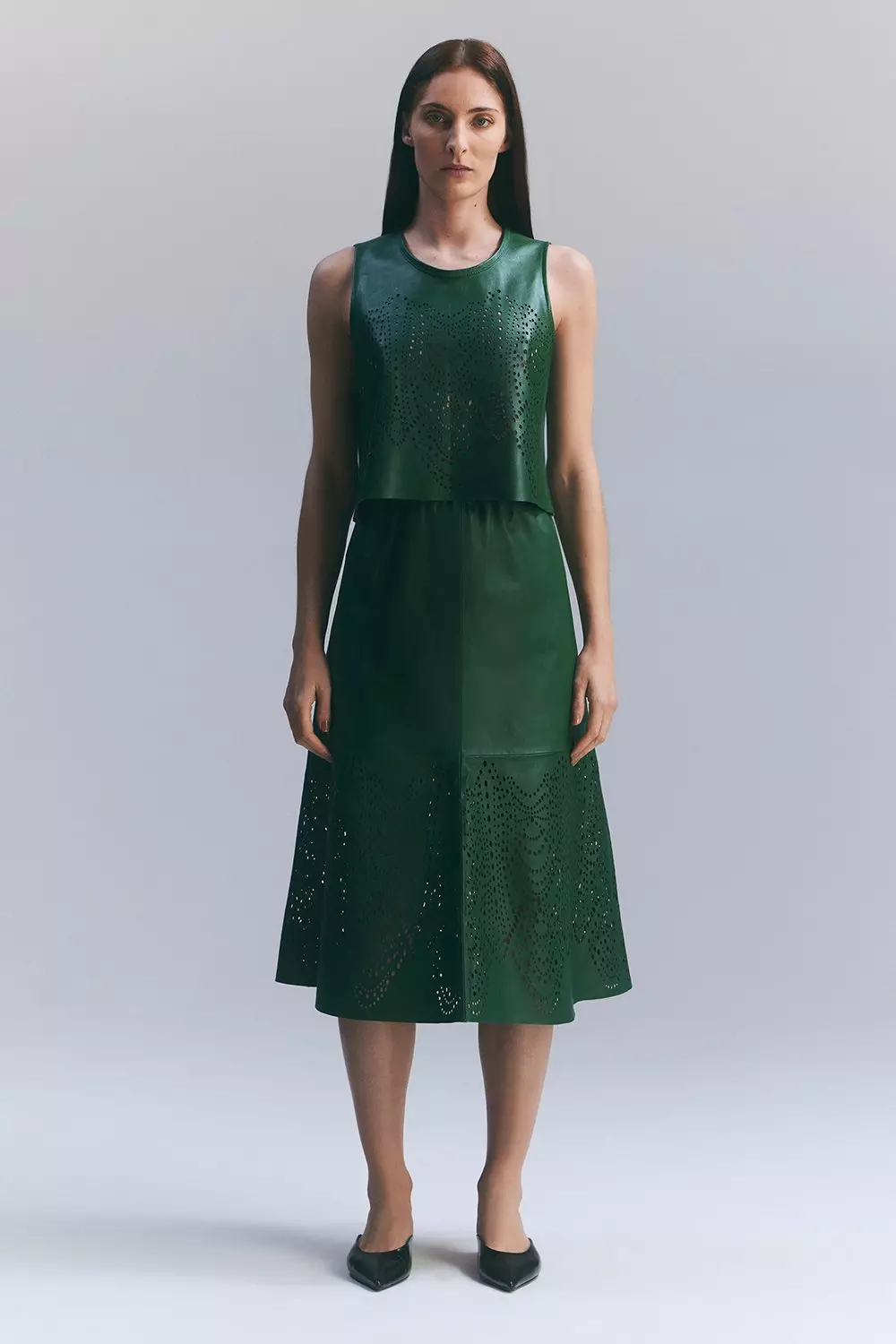 Black Amelia Graham Leather Cutwork Full Skirt alternative image