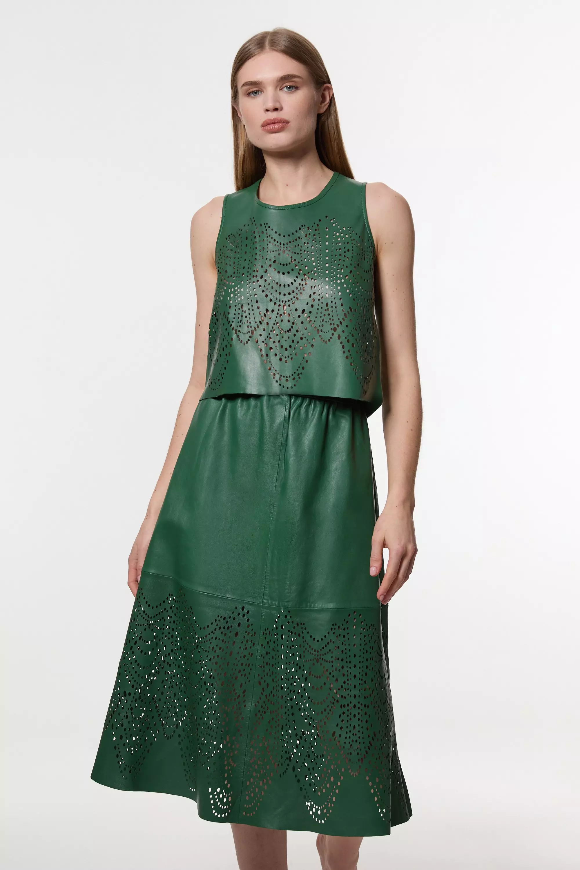 Black Amelia Graham Leather Cutwork Full Skirt alternative image