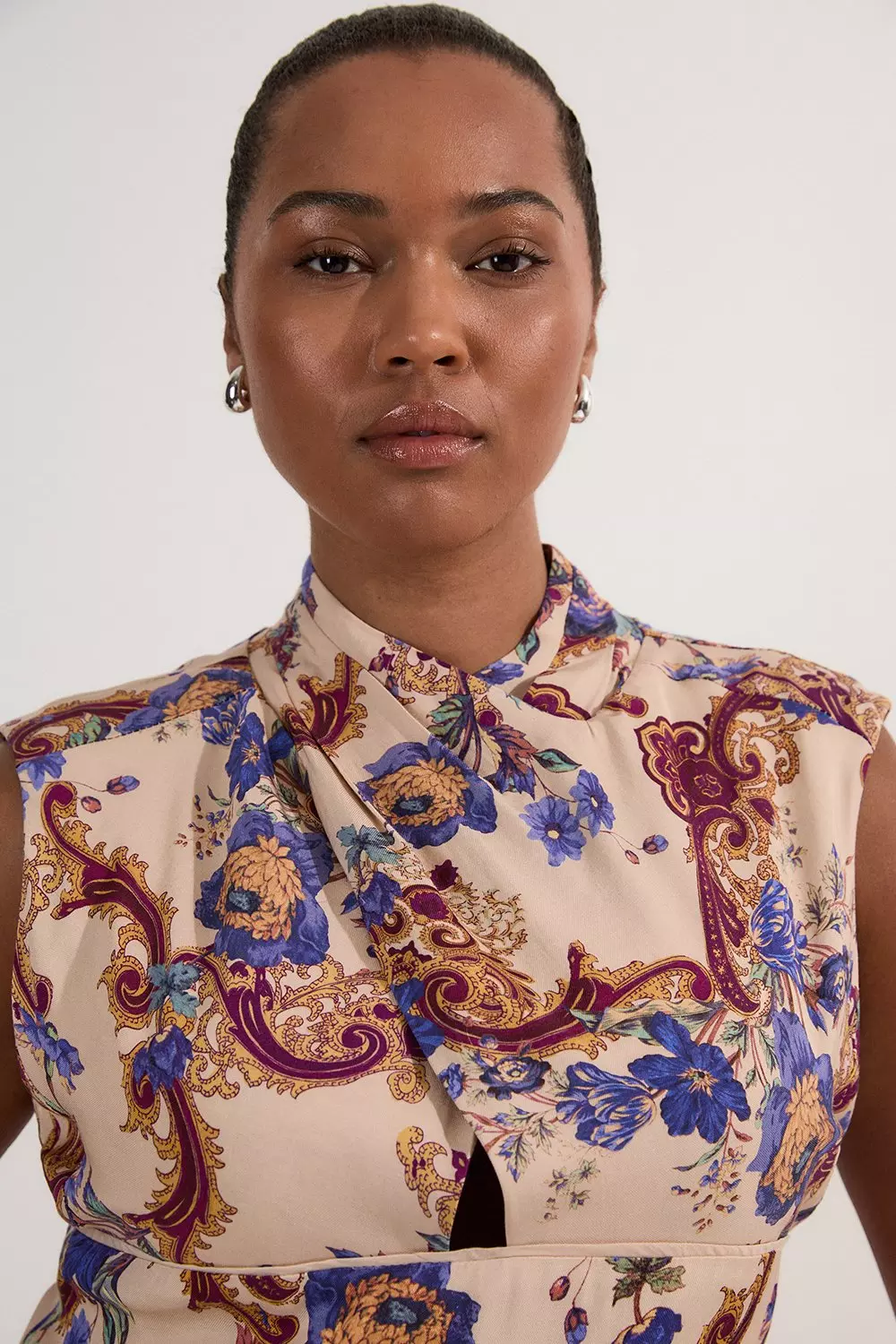 Reformation Paisley Georgette Jumpsuit Womens 2 Retro 70s