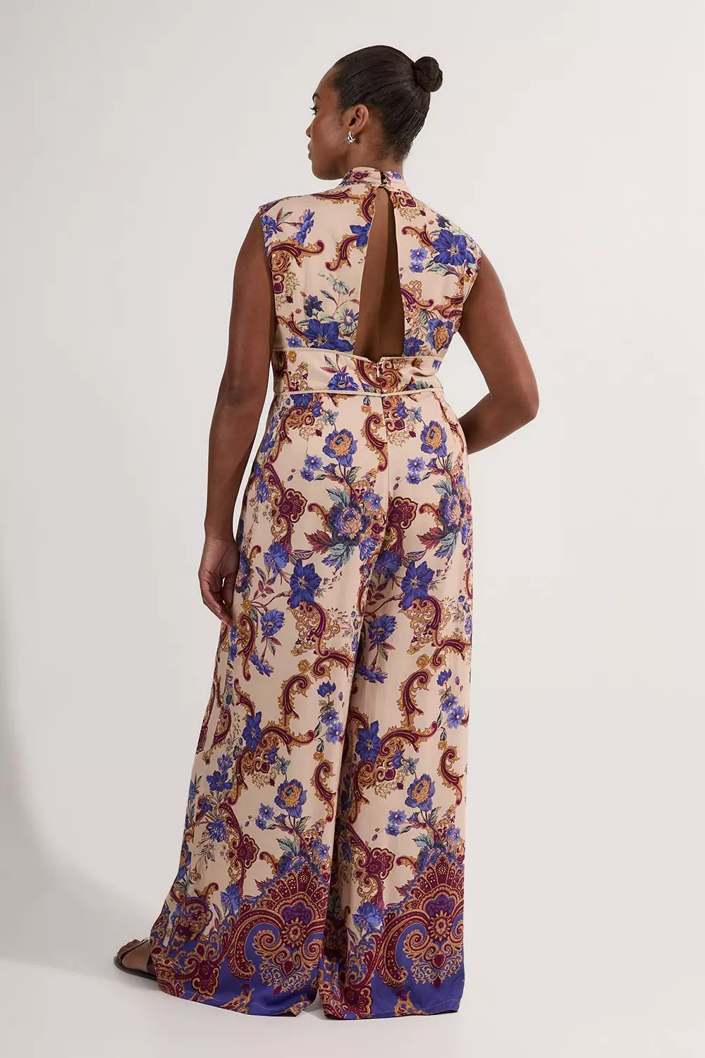 Plus Size Premium Viscose Linen Paisley Border Print Woven