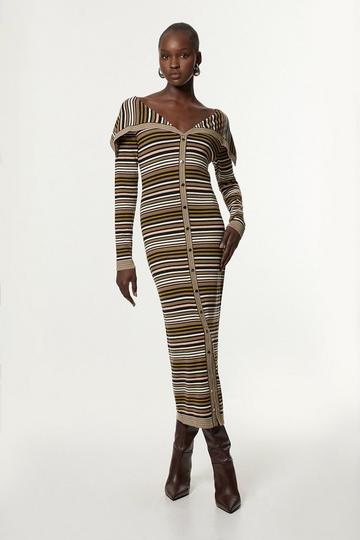 Brown Archive Collection - Wide Collar Knitted Dress