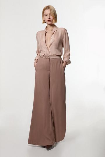 Satin Back Crepe Wide Leg Trouser mocha