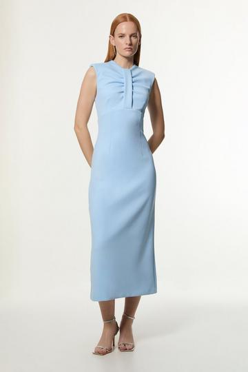 Tall Scuba Drama Twist Detail Woven Midi Dress blue