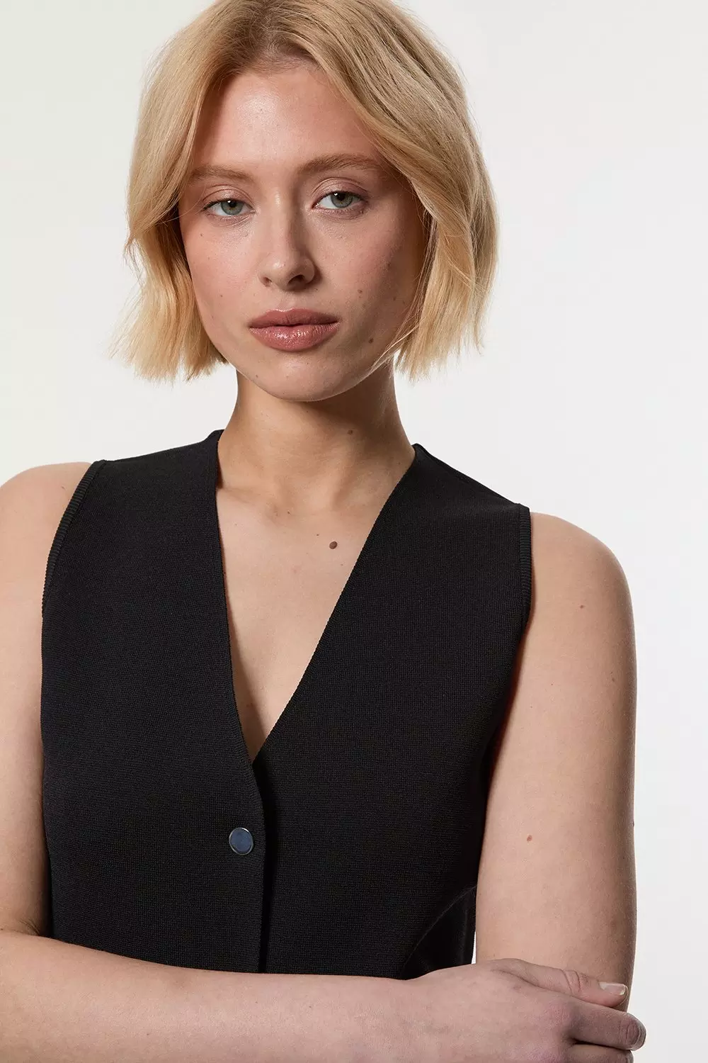 Black Buckle Trim Knitted Waistcoat  alternative image