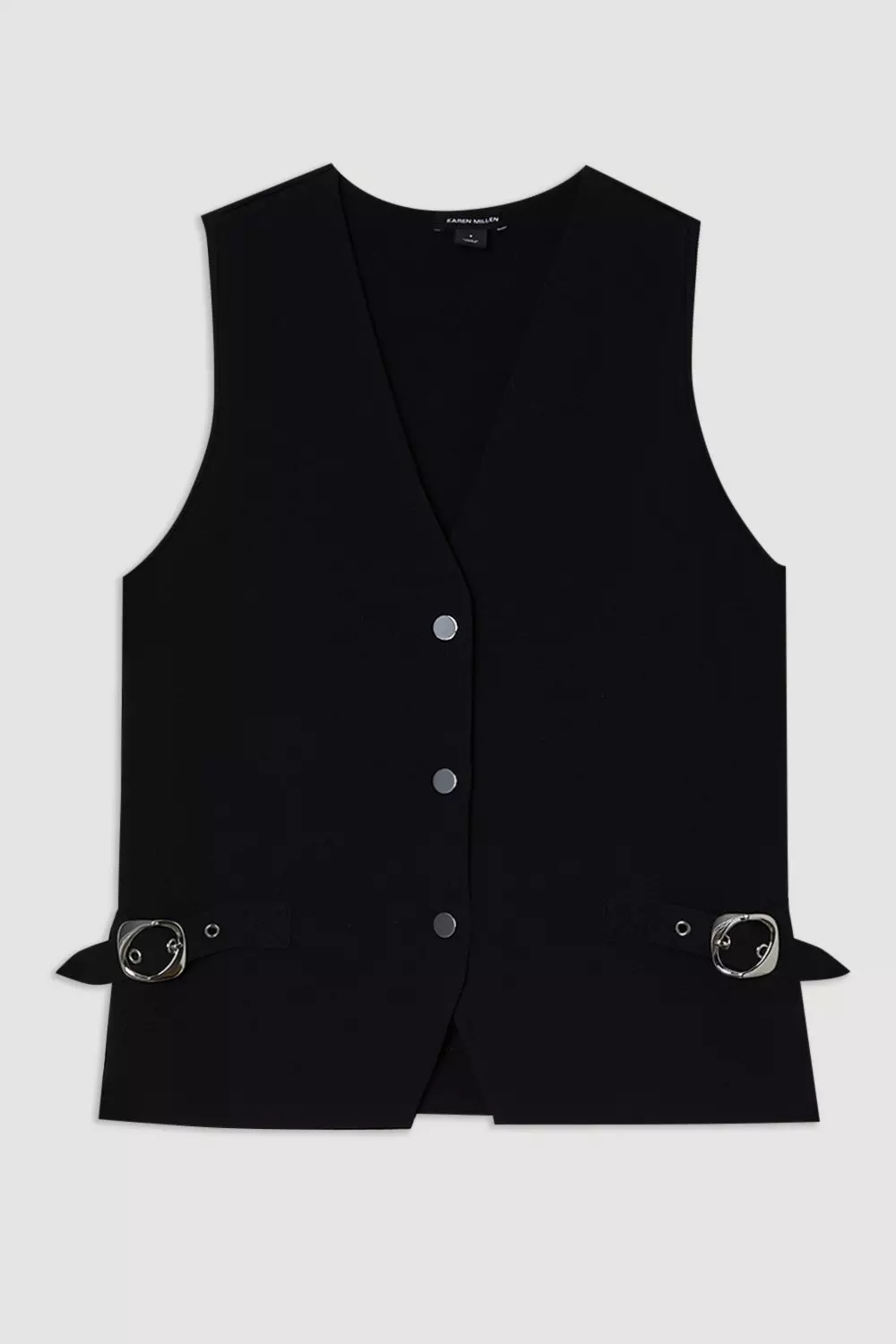 Black Buckle Trim Knitted Waistcoat  alternative image