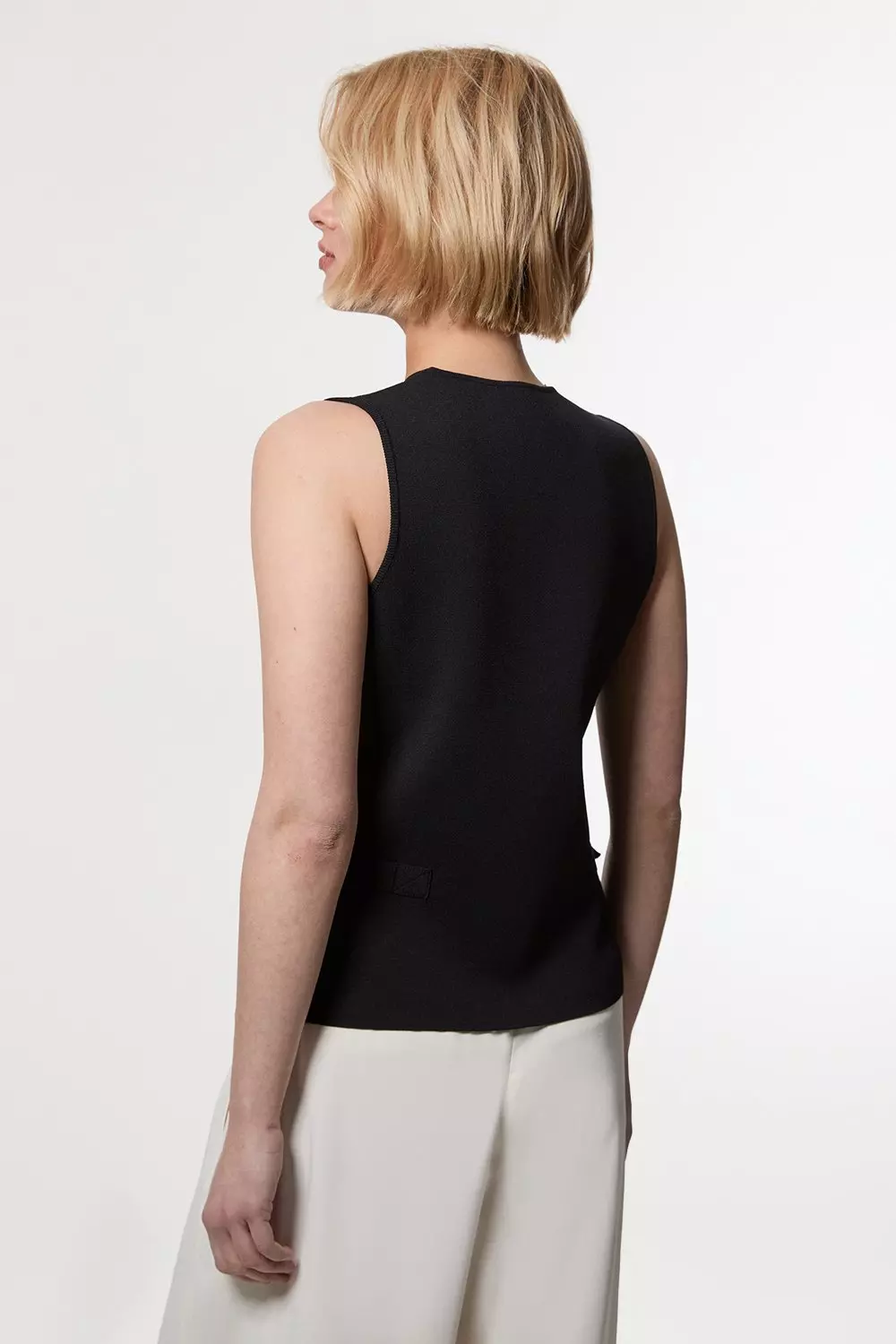 Black Buckle Trim Knitted Waistcoat  alternative image