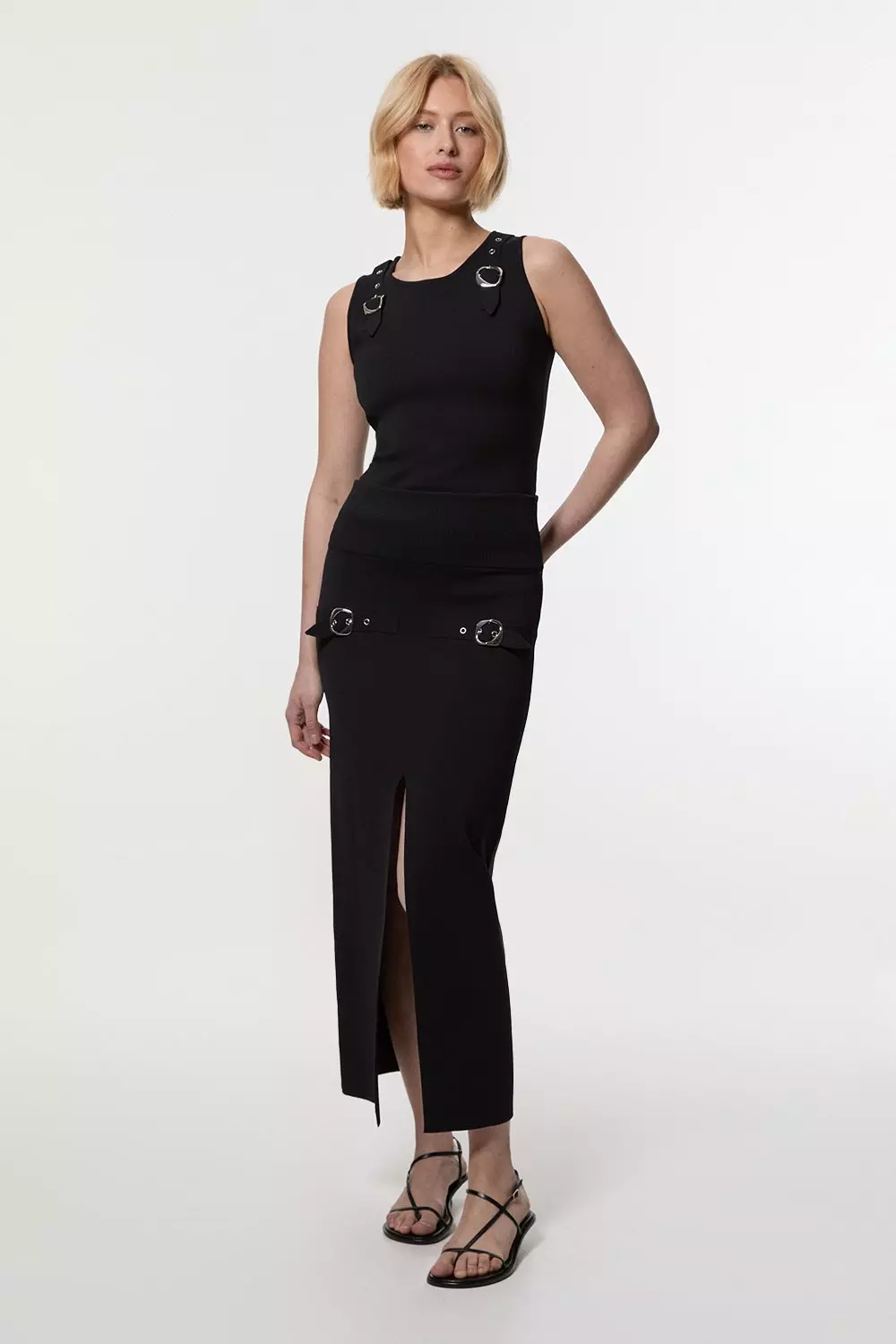 KAREN MILLEN 日本未入荷 ビスチェ プリント マキシスカート 黒 bkk18634_mono_xl?$