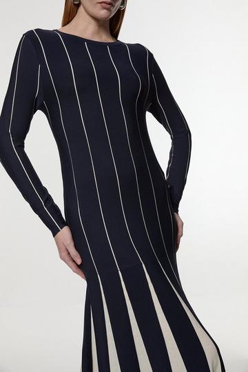 Navy Long Sleeve Knit Dress