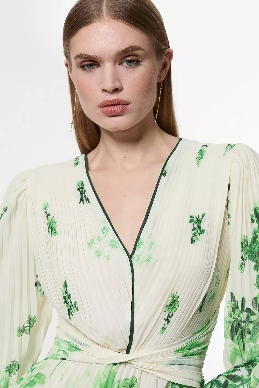 KAREN MILLEN* ガーデン フローラル ツイルマキシプロムドレス Floral Pleat Detail Woven Maxi Dress | Karen Millen