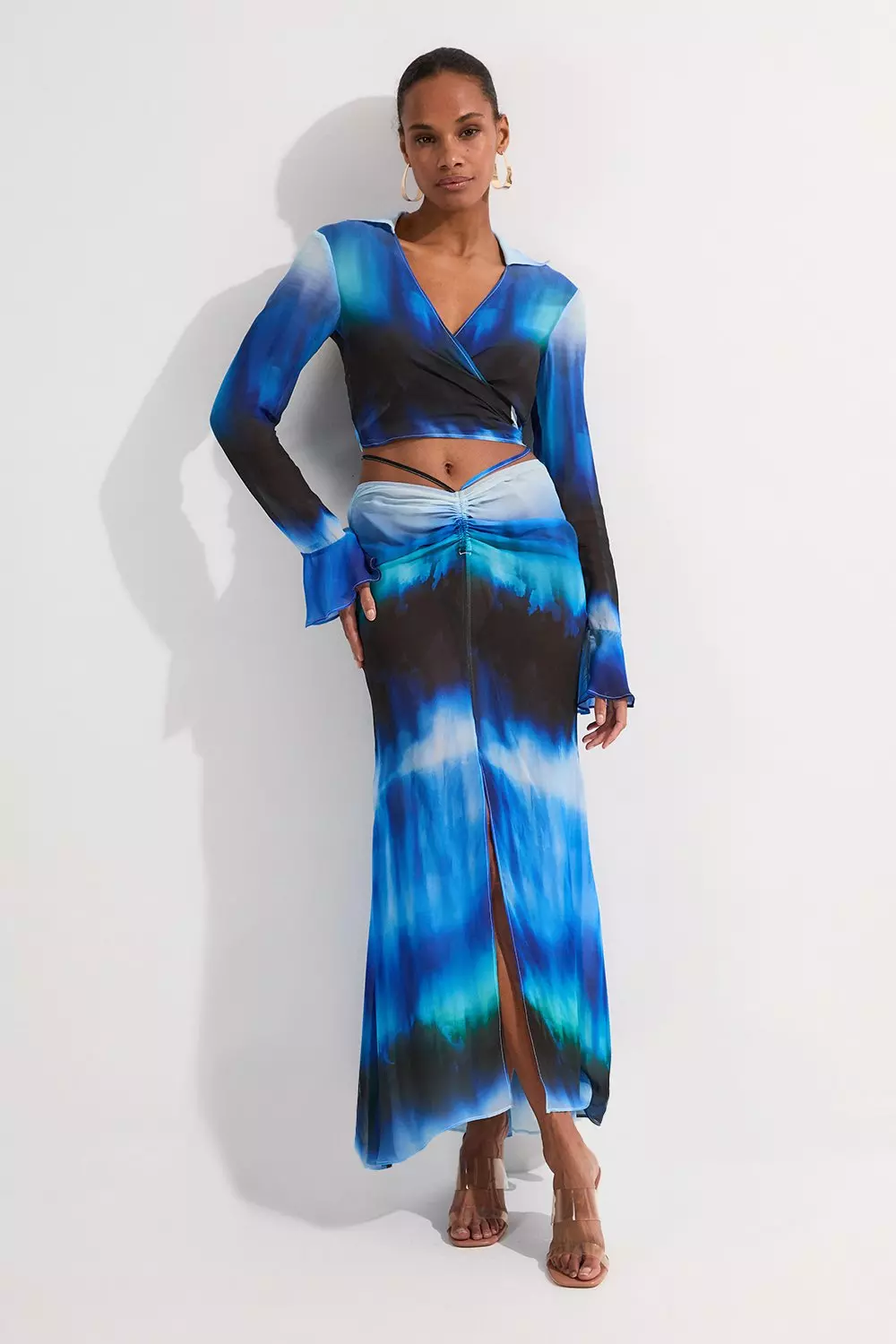 Beach Viscose Georgette Ombre Woven Wrap Top | Karen Millen