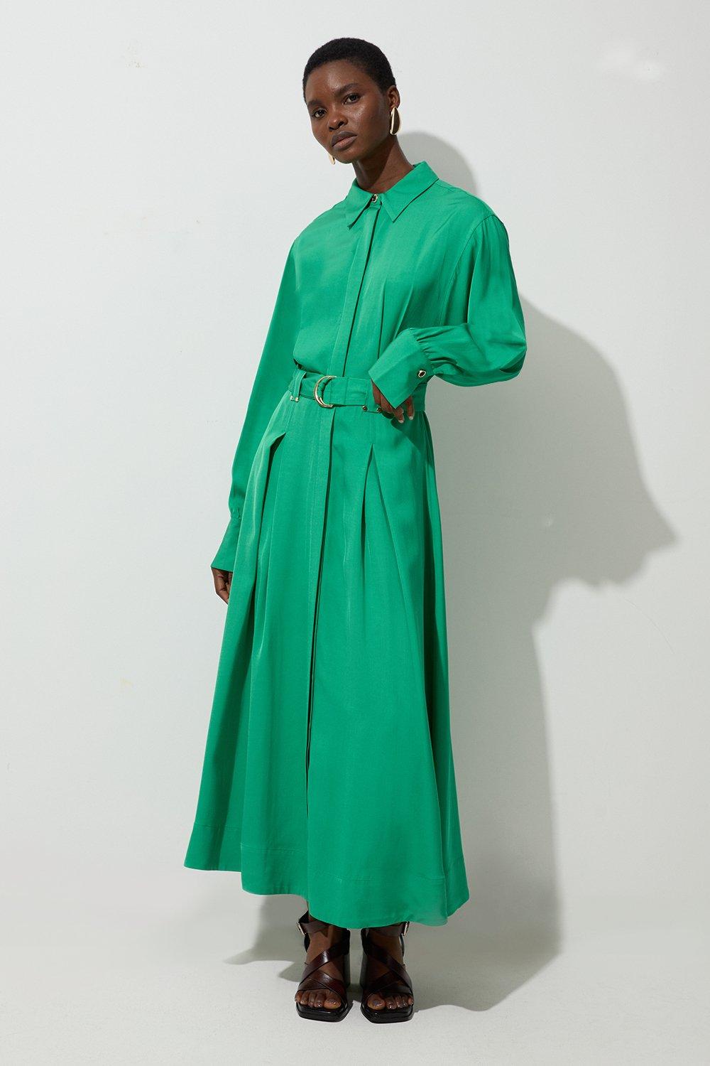◆KAREN MILLEN◆フロントホルターベルトジャンプスーツ/green KAREN MILLEN Panelled Tailored Wide Leg Jumpsuit in Green