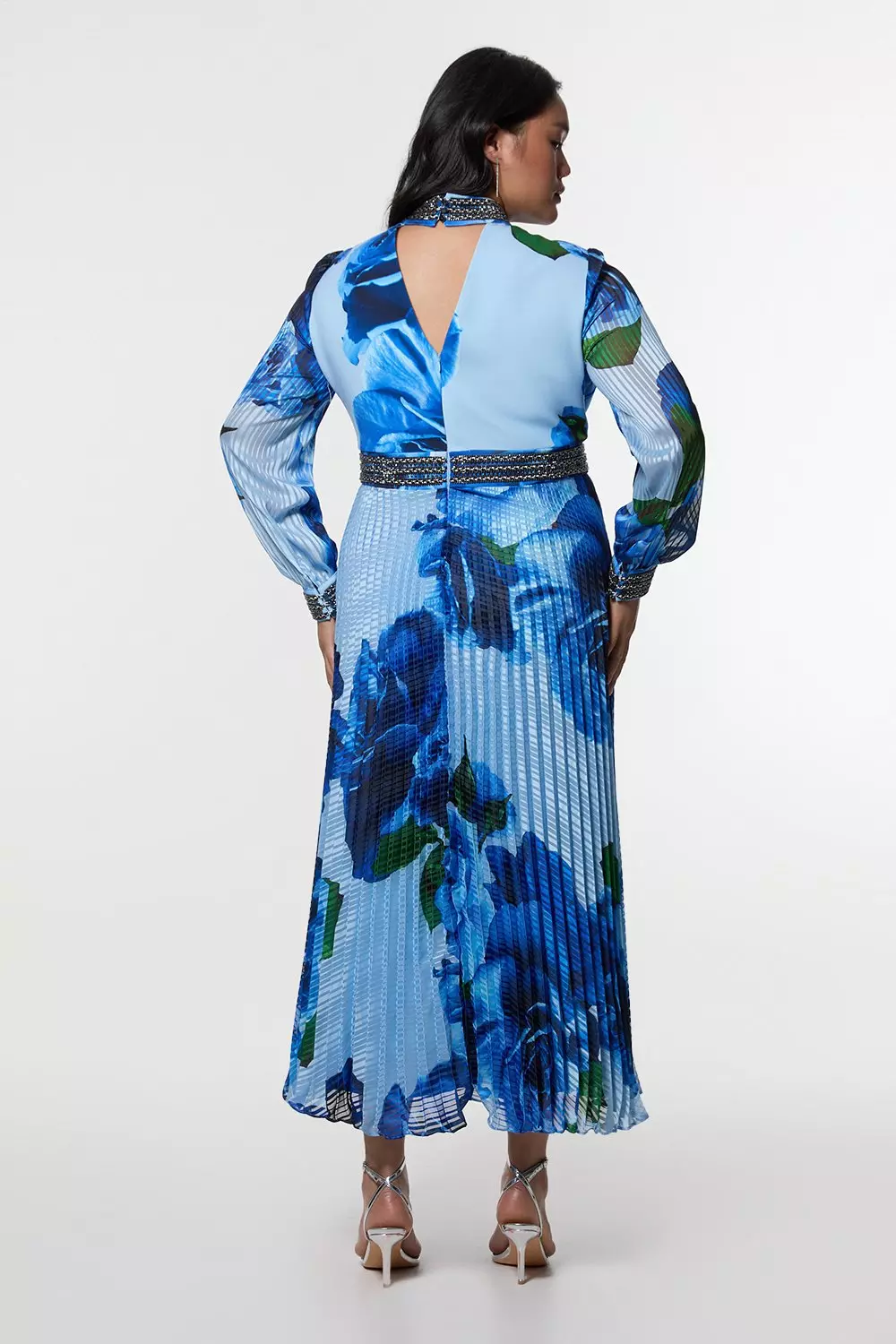 【KAREN MILLEN】ディアマンテトリム デリケートローズ ドレス Plus Size Diamante Trim Delicate Rose Woven Maxi Dress