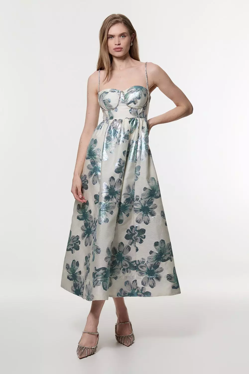 【KAREN MILLEN】サテン ボウタイ テイラード ミディドレス bkk25563_ivory_xl?$
