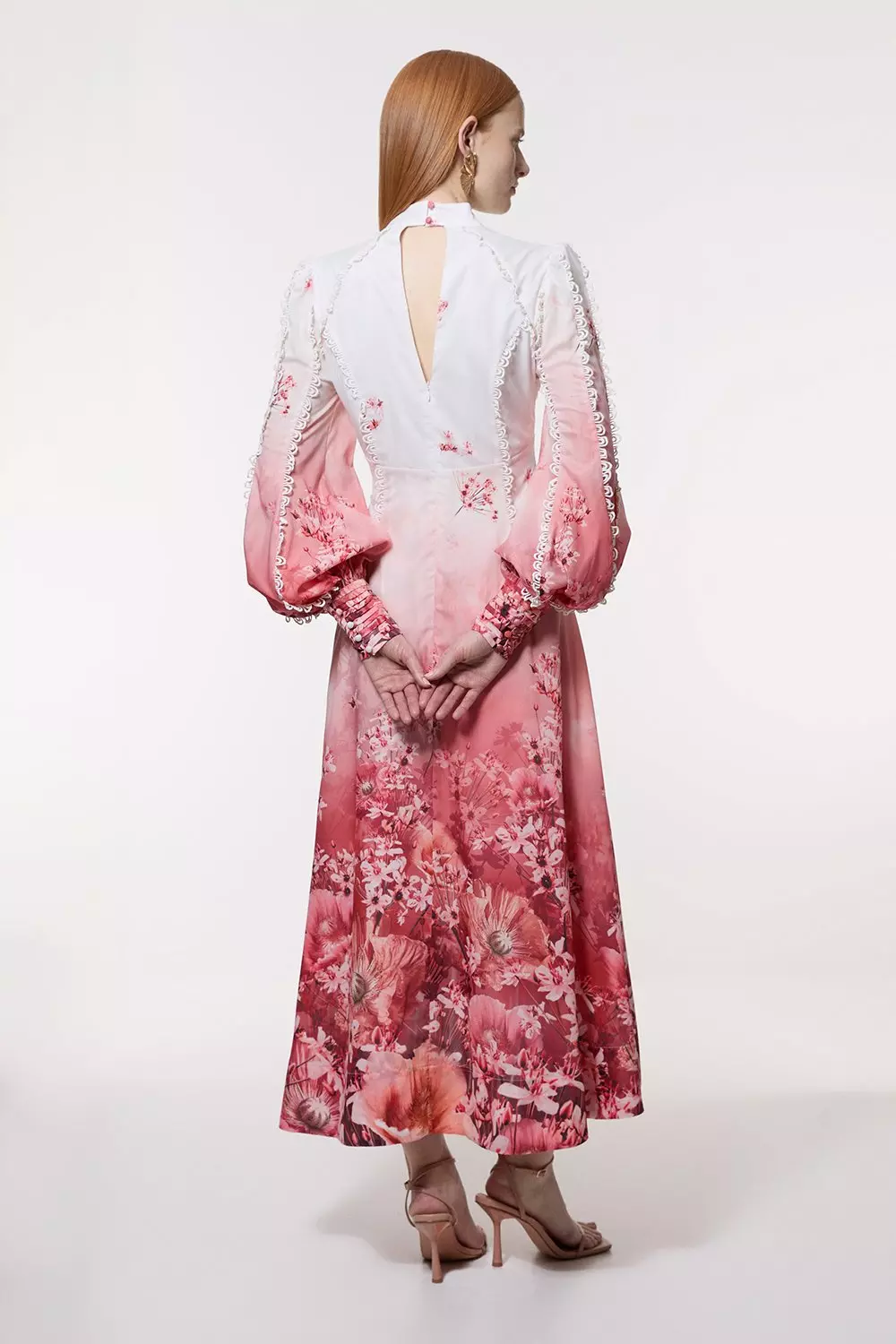 Trailing Floral Woven High Neck Maxi Dress | Karen Millen