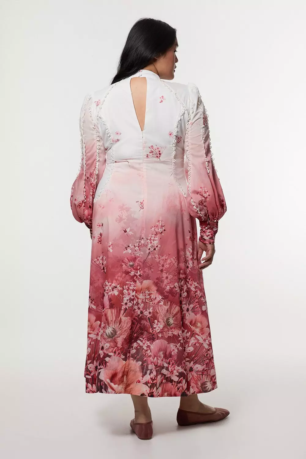 Plus Size Trailing Floral Woven High Neck Maxi Dress | Karen