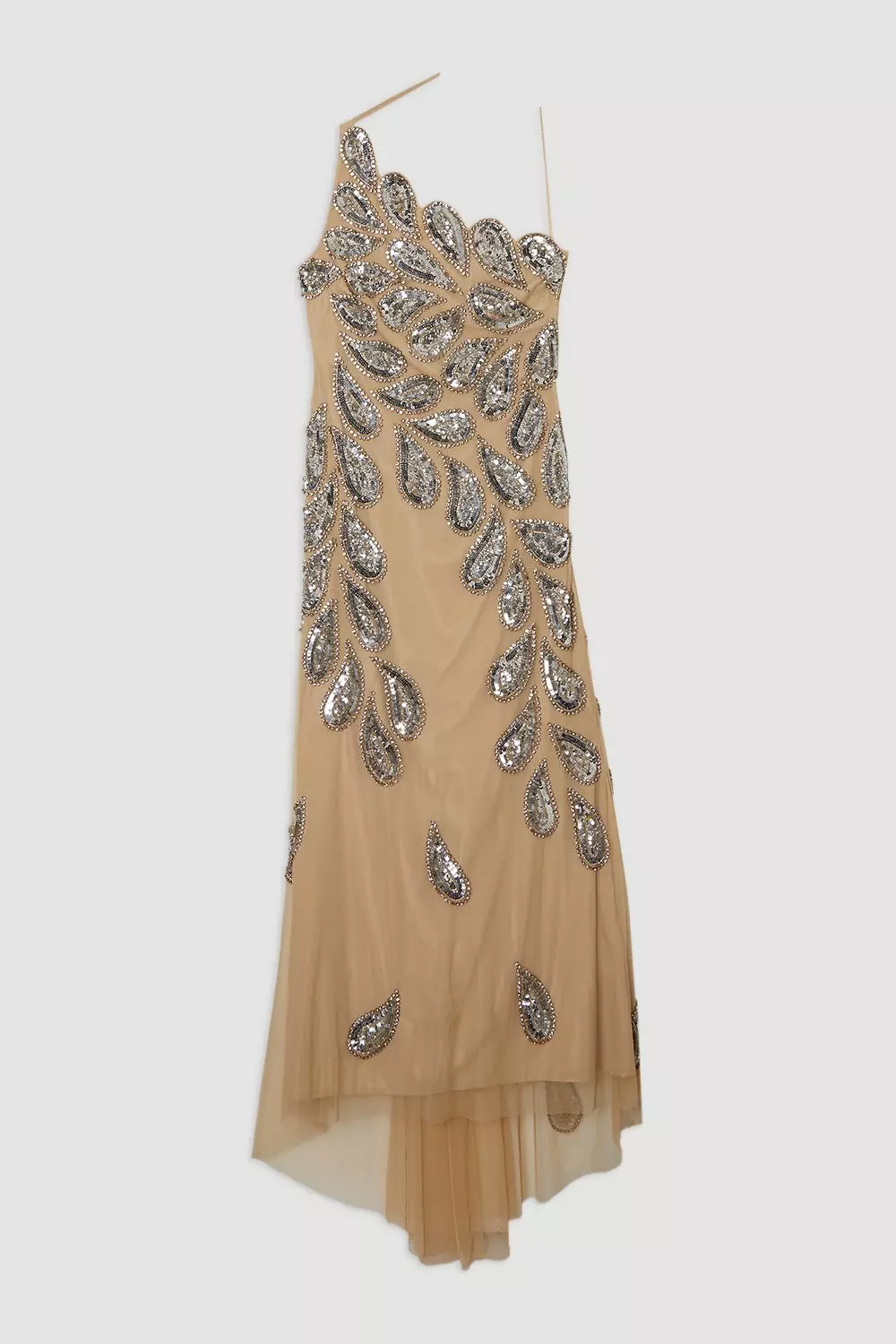 Paisley Embellished One Shoulder Maxi Dress | Karen Millen