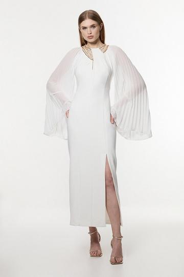 Enamel Chain Detail Kimono Maxi Dress ivory