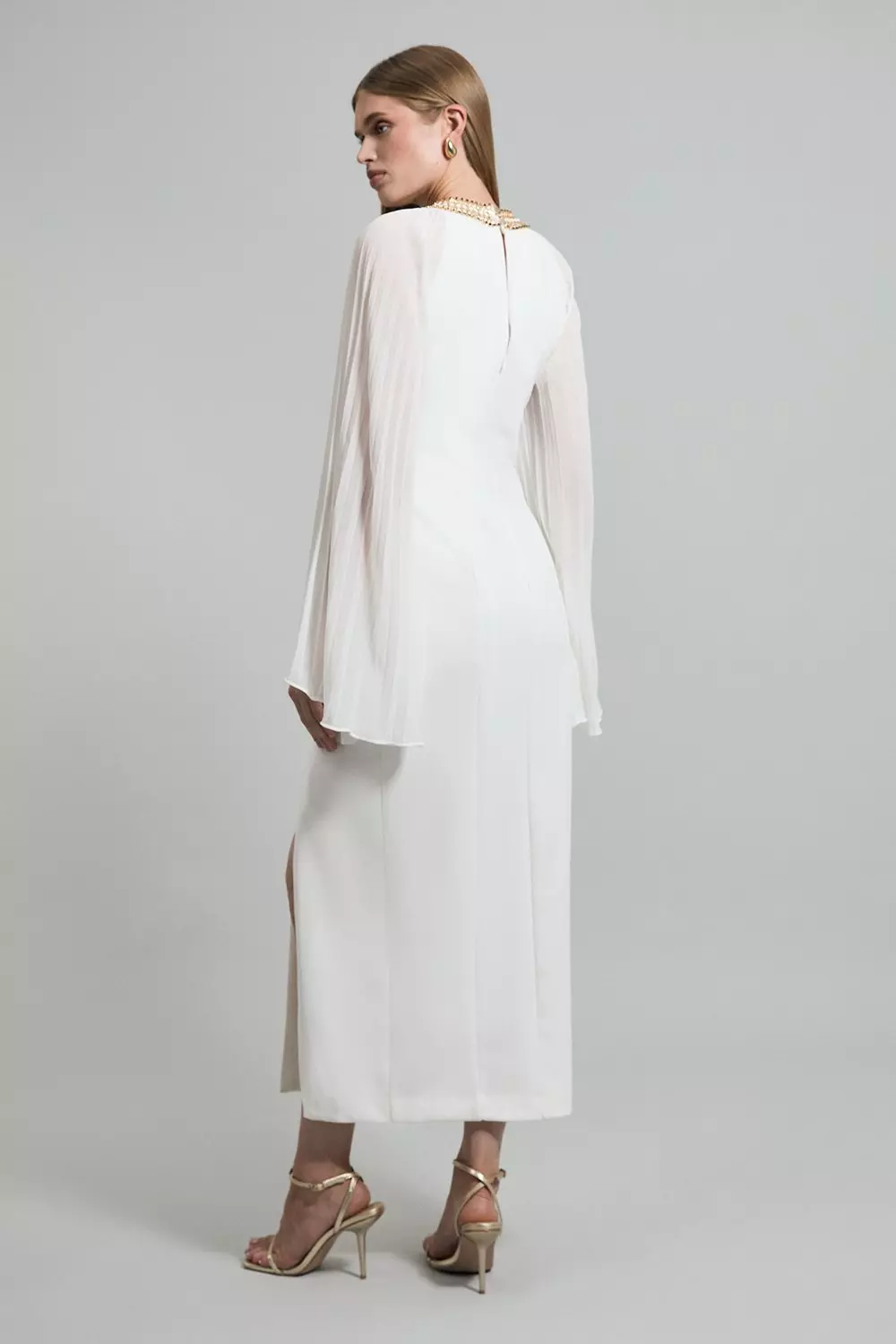 ルミニョン Lumignon Bijou grid ribbon dress S Crystal Embellished Bow Detail Woven Maxi Dress | Karen Millen