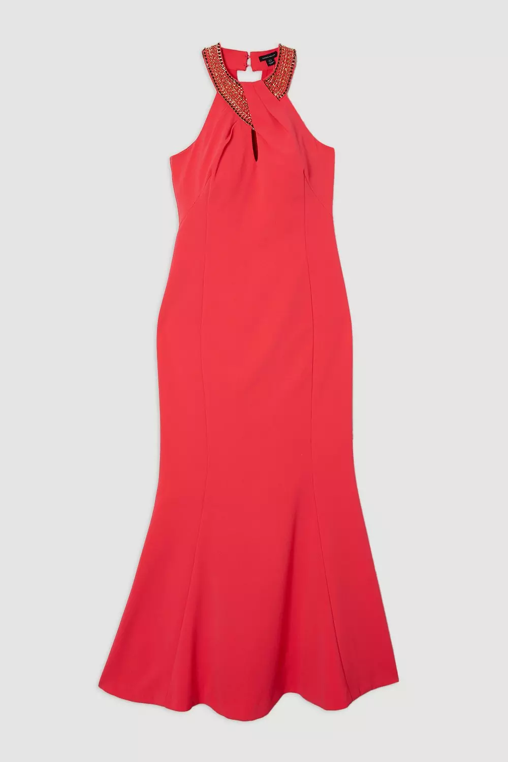 Enamel Chain Detail Halter Maxi Dress | Karen Millen