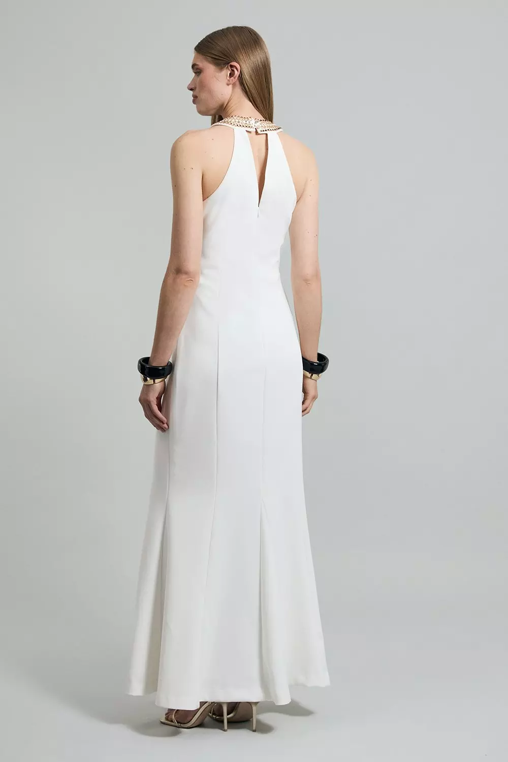 Enamel Chain Detail Halter Maxi Dress | Karen Millen