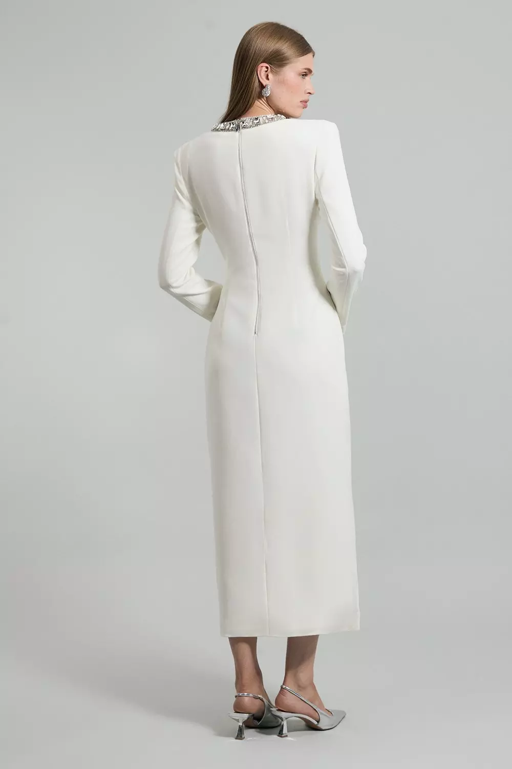 【KAREN MILLEN】ビスコース パネルクリスタルメッシュ ドレス Cut Out Crystal Embellished Woven Maxi Dress | Karen Millen