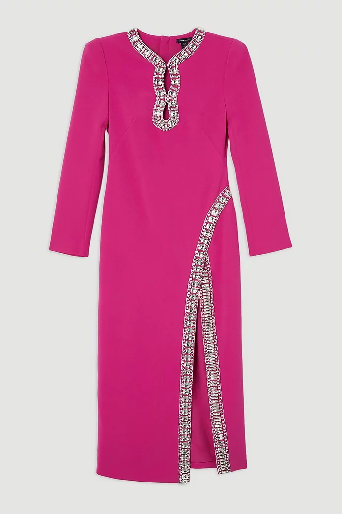 Cut Out Crystal Embellished Woven Maxi Dress | Karen Millen Cut Out Crystal Embellished Woven Maxi Dress | Karen Millen