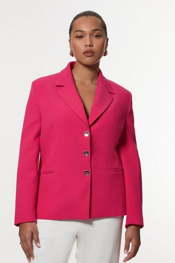 Plus Size Tailored Textured Single Breasted Jacket magenta