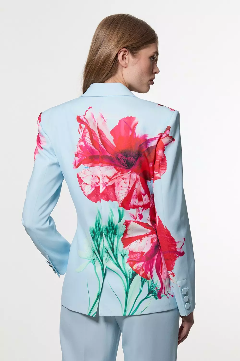Tailored Crepe Placed Floral Single Breasted Blazer | Karen