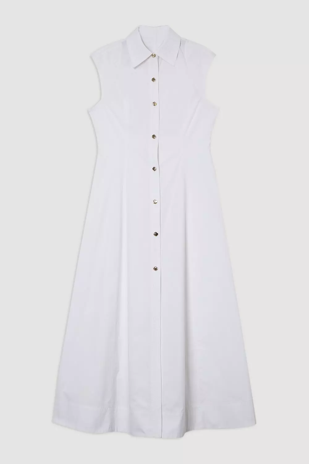 【KAREN MILLEN】コットン トップステッチ ミディシャツドレス Cotton Top Stitch Woven Midi Shirt Dress | Karen Millen