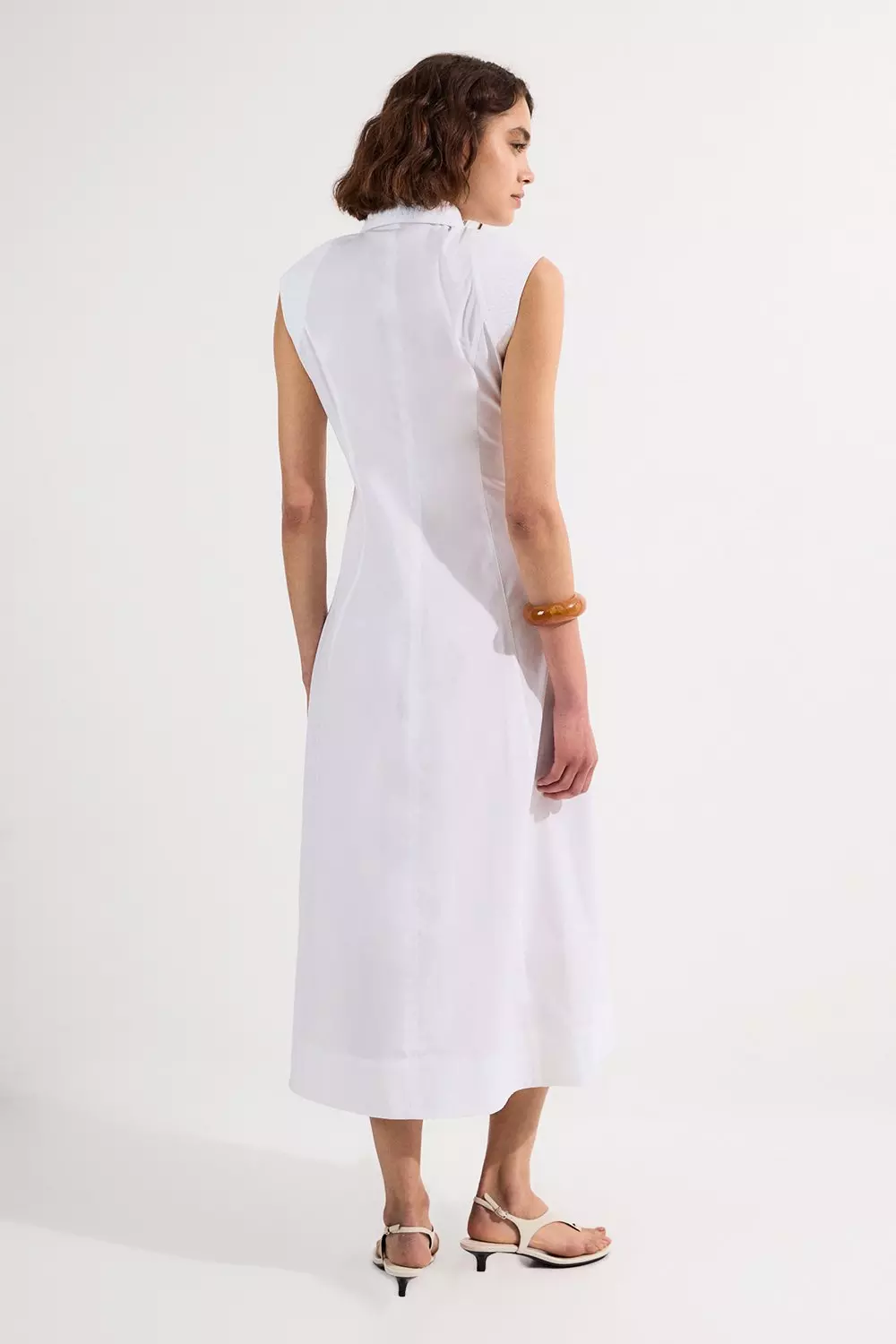 KAREN MILLEN 日本未入荷 コットン リボン フレア シャツ 白 Cotton Poplin Collared Woven Midi Shirt Dress | Karen Millen