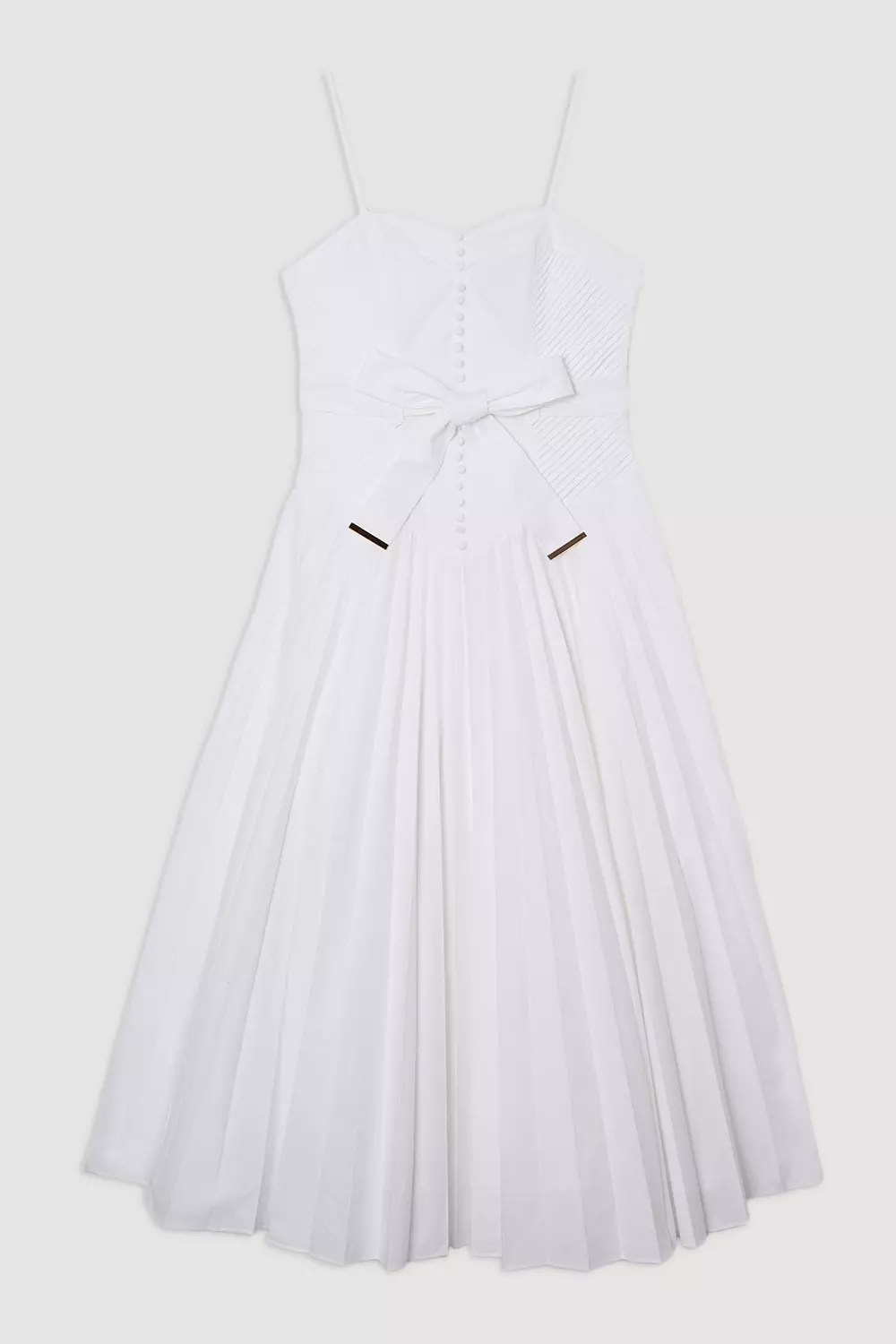 KAREN MILLEN 日本未入荷 ドロップウエストコットンミディ Cotton Top Stitch Dropped Waist Woven Strappy Midi Dress