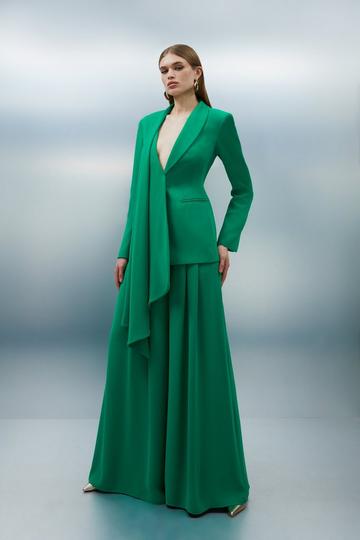 Soft Tailored Waist Wide Leg Trousers emerald