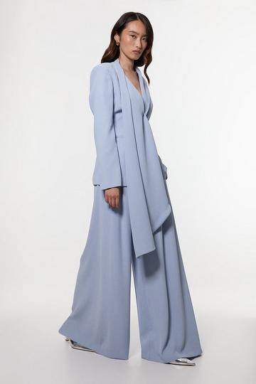 Soft Tailored Waist Wide Leg Trousers pale blue