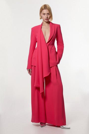 Soft Tailored Waist Wide Leg Pants pink