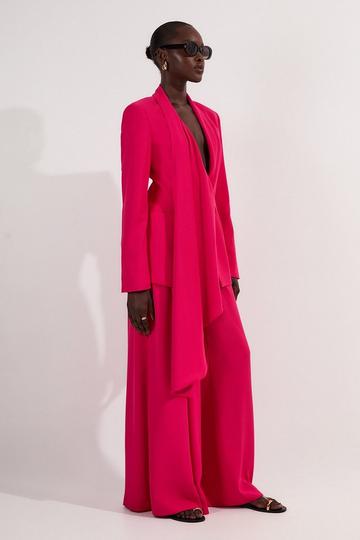 Soft Tailored Waist Wide Leg Trousers raspberry