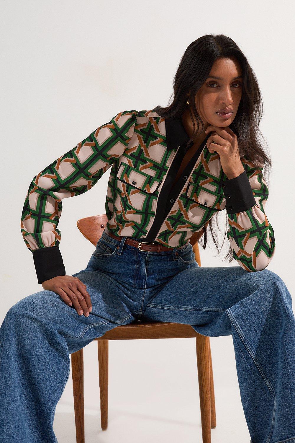Long Sleeve Shirts | Karen Millen US
