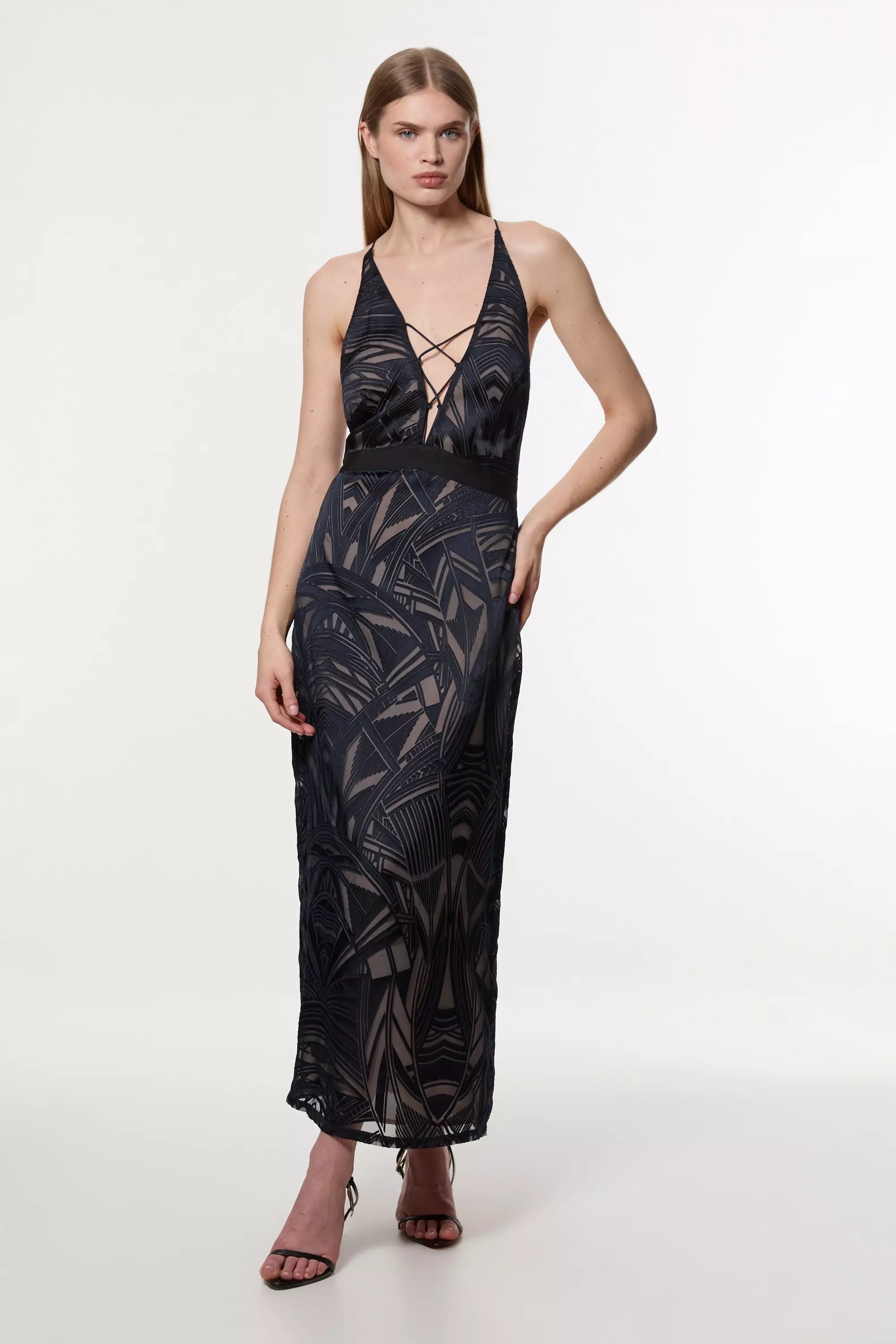 Karen Millen：Amelia Graham ステイトメント ウーブンドレス Amelia Graham Printed Statement Woven Gown | Karen Millen