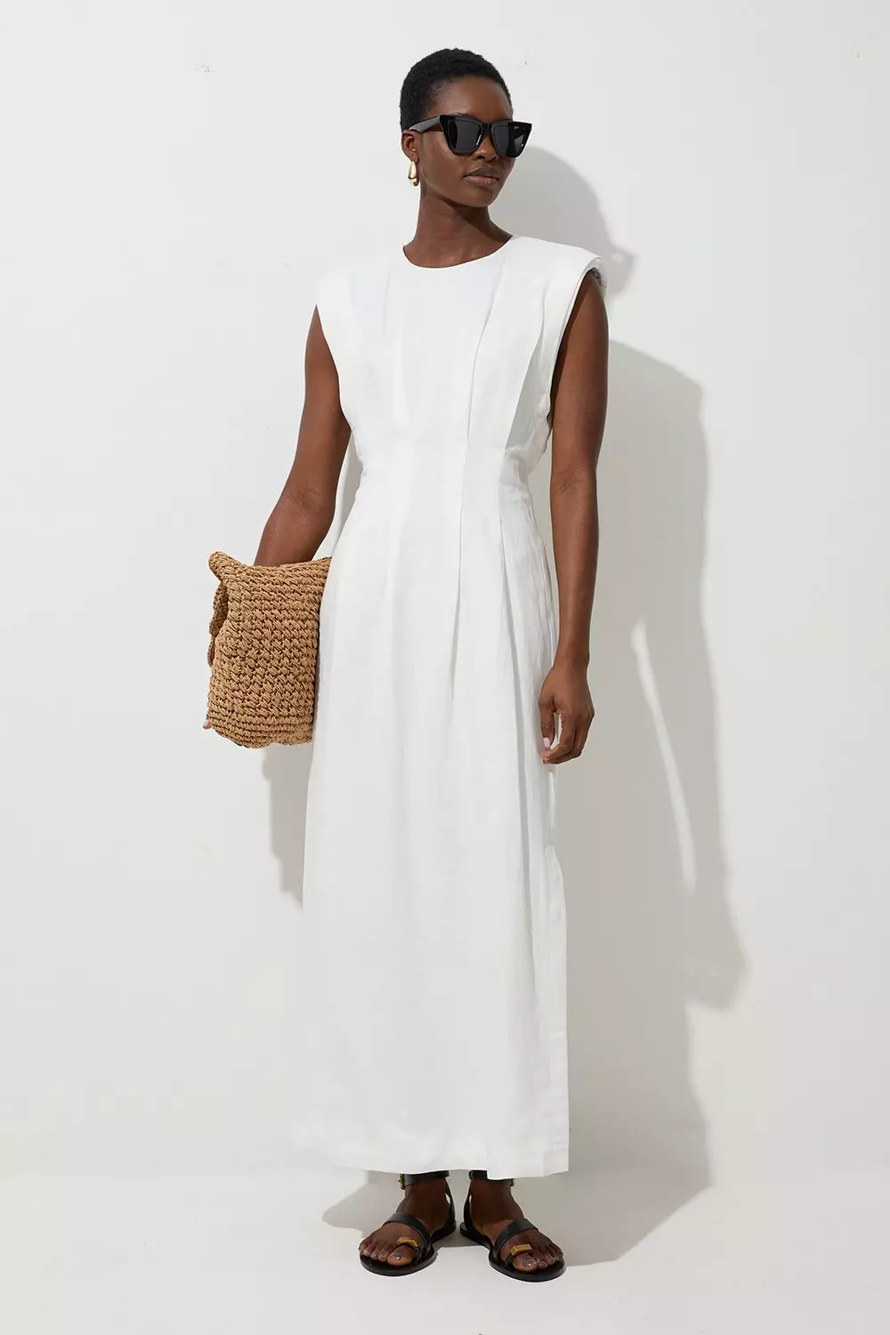【PORTERNA】Woven Mid-Length One Piece One Shoulder Midi Dress Iceberg Blue | The Webster