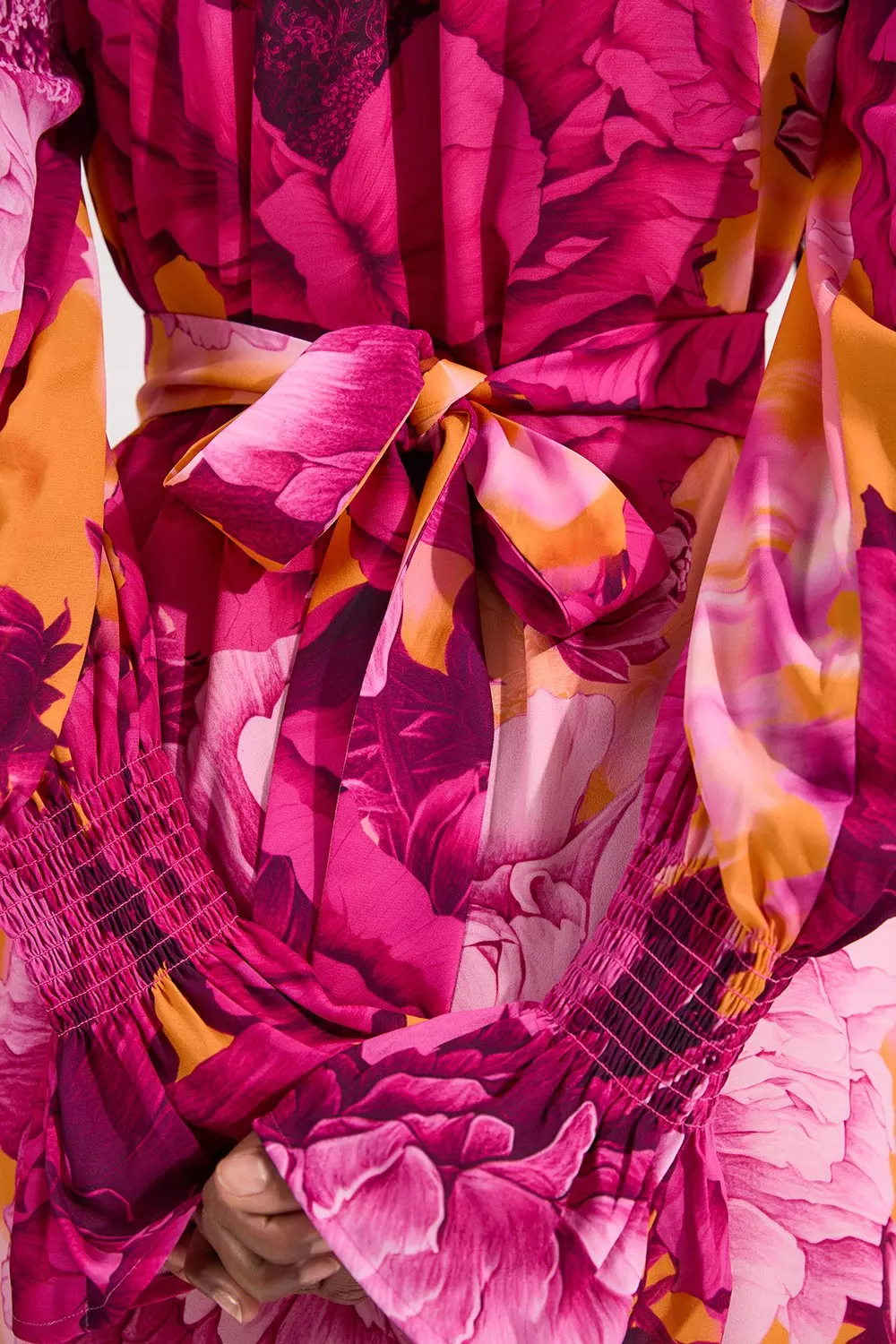 Floral Tie Neck Woven Mini Dress | Karen Millen