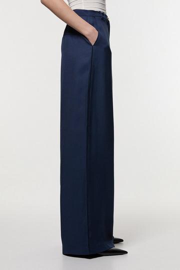 Premium Viscose Linen Woven Straight Leg Trouser navy