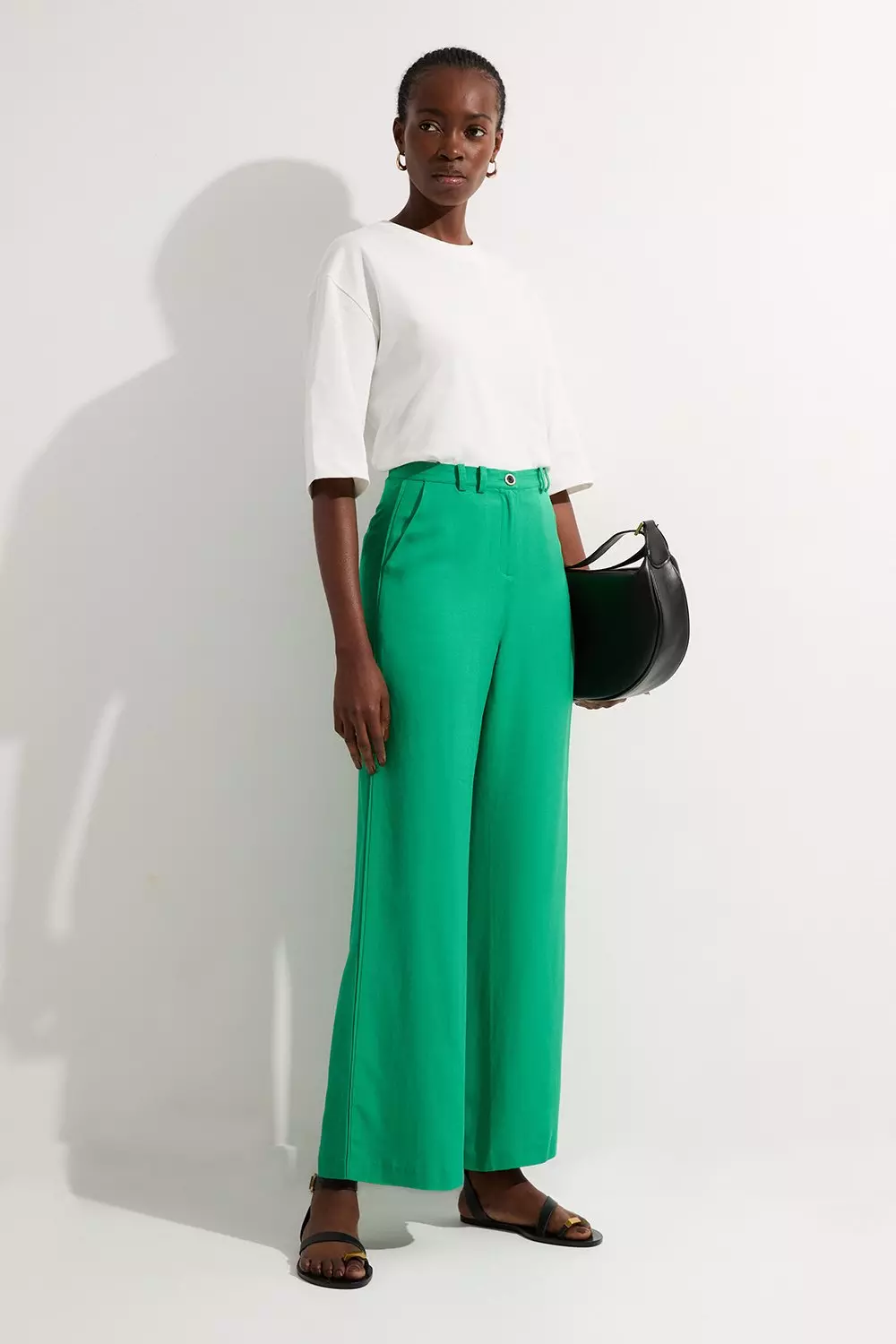 Green Tall Premium Viscose Linen Woven Straight Leg Pants alternative image