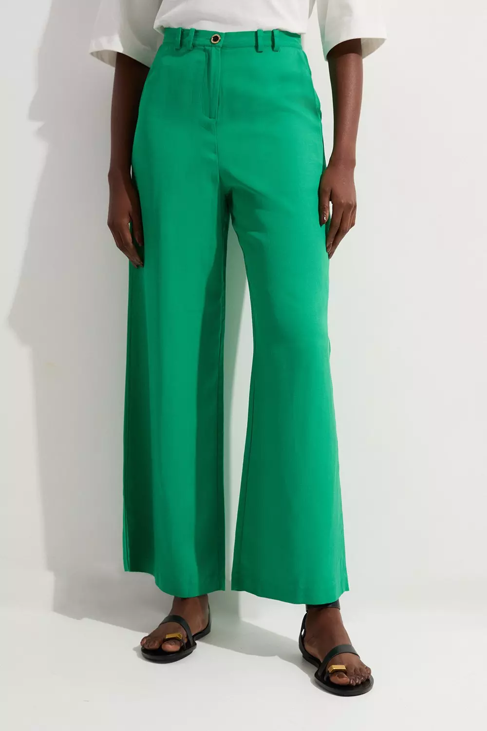 Green Tall Premium Viscose Linen Woven Straight Leg Pants alternative image