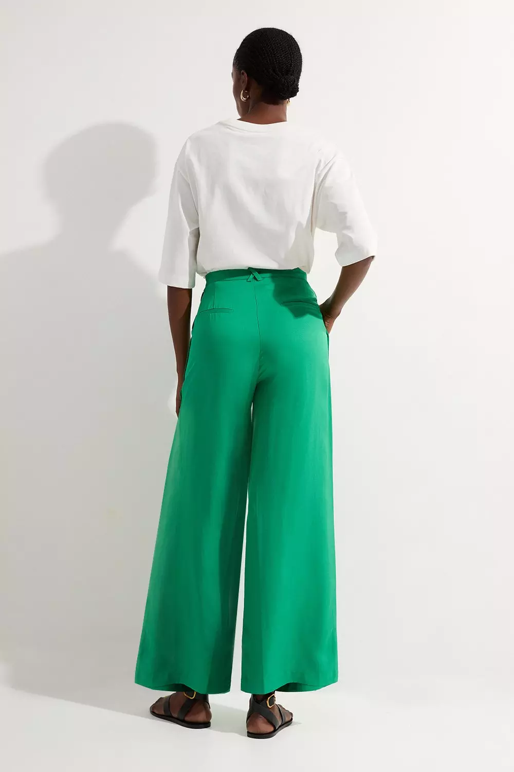 Green Tall Premium Viscose Linen Woven Straight Leg Pants alternative image