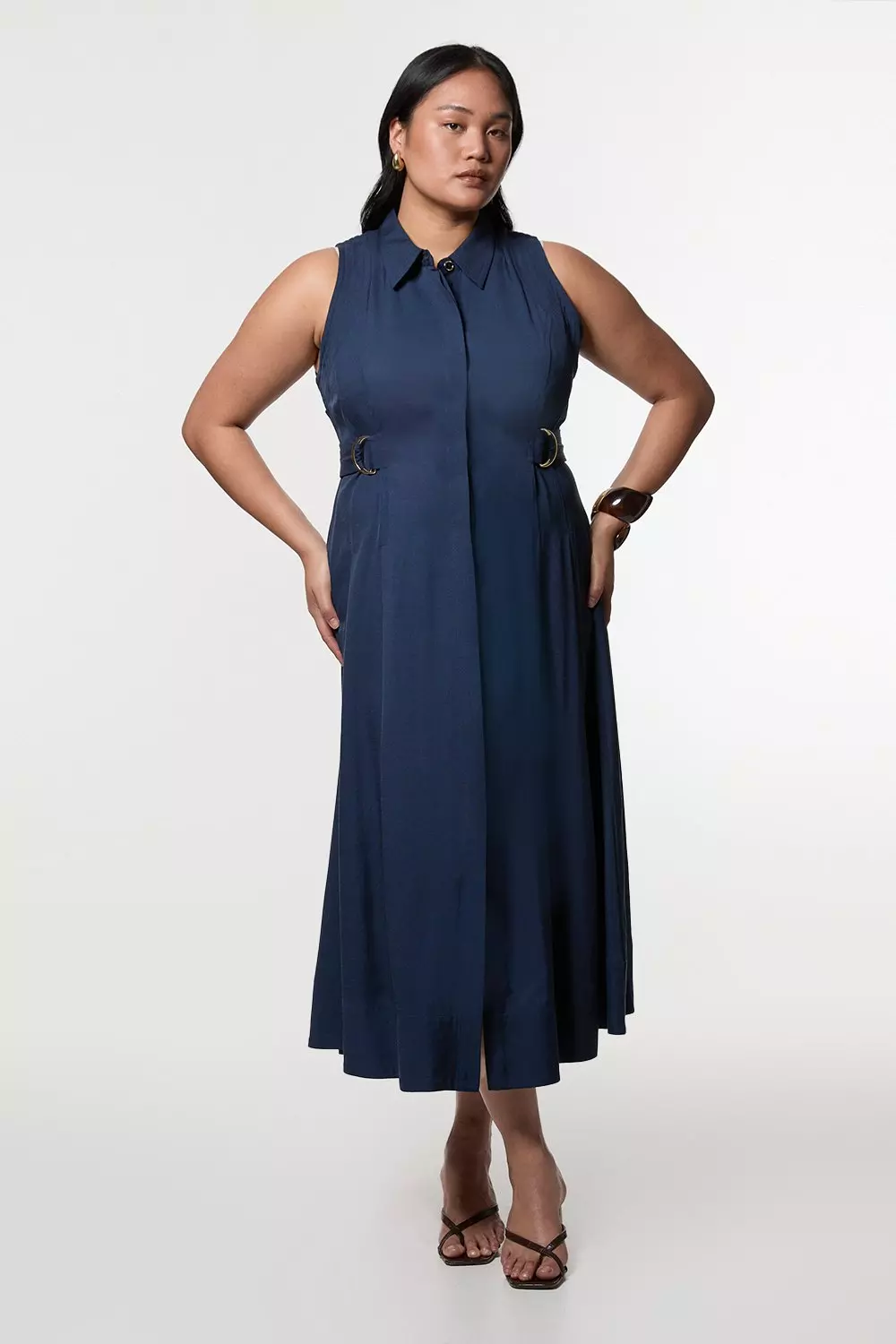 23区　MY STANDARD 半袖 38 Compact Stretch Drop Shoulder Tailored Midi Dress | Karen Millen