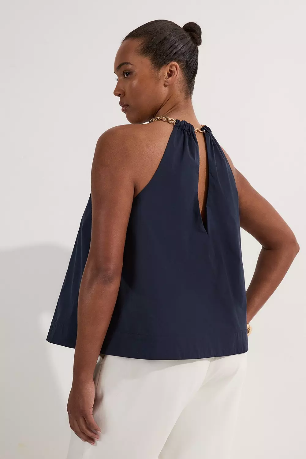 Plus Size Cotton Poplin Chain Halter Next Woven Shirt