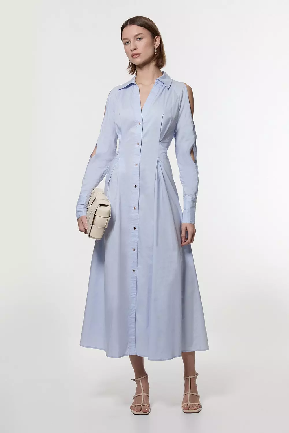Cotton Poplin Woven Maxi Shirt Dress | Karen Millen