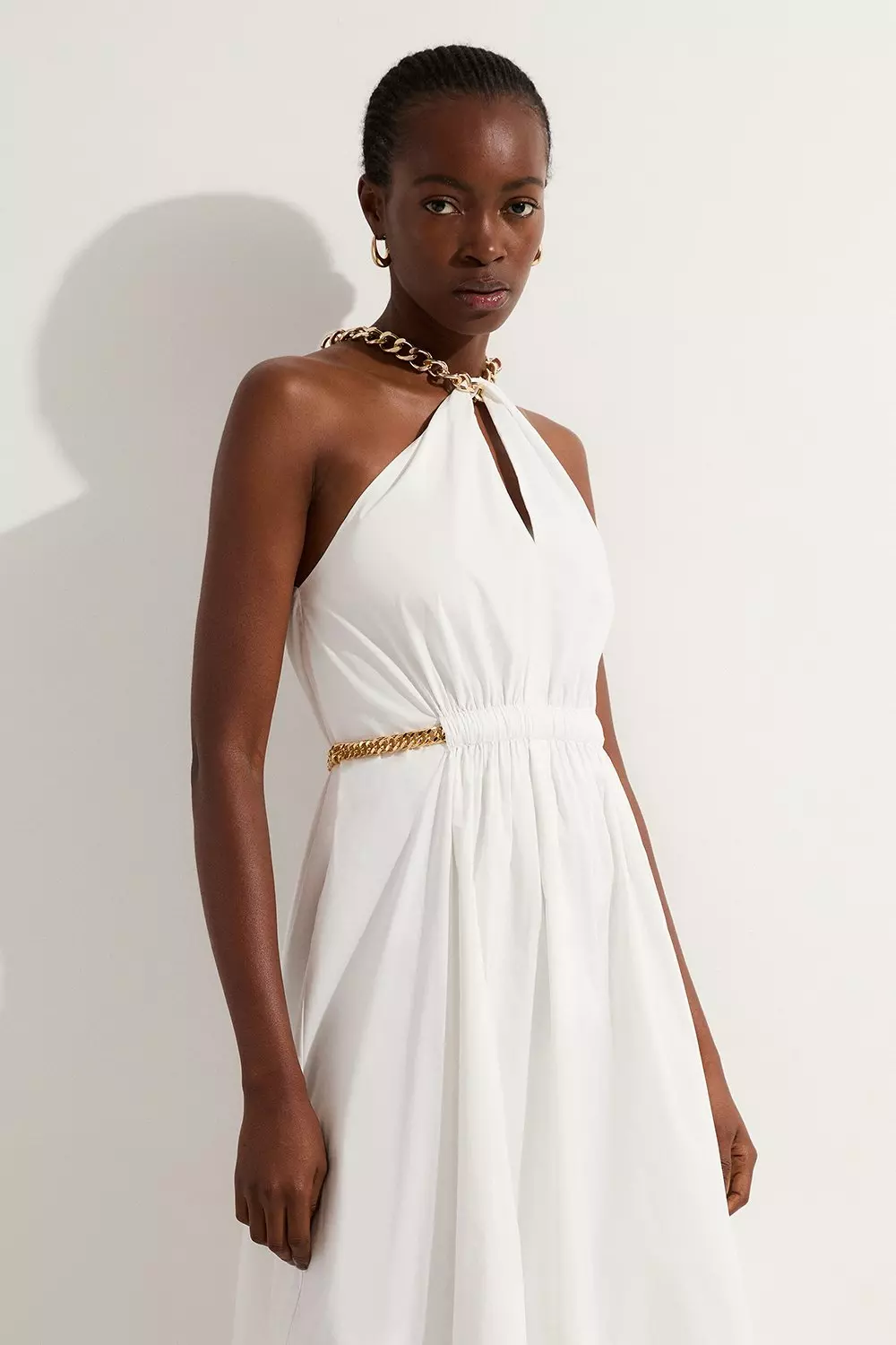 【KAREN MILLEN】ポプリンチェーン ホルターミディドレス bkk23637_white_xl?$