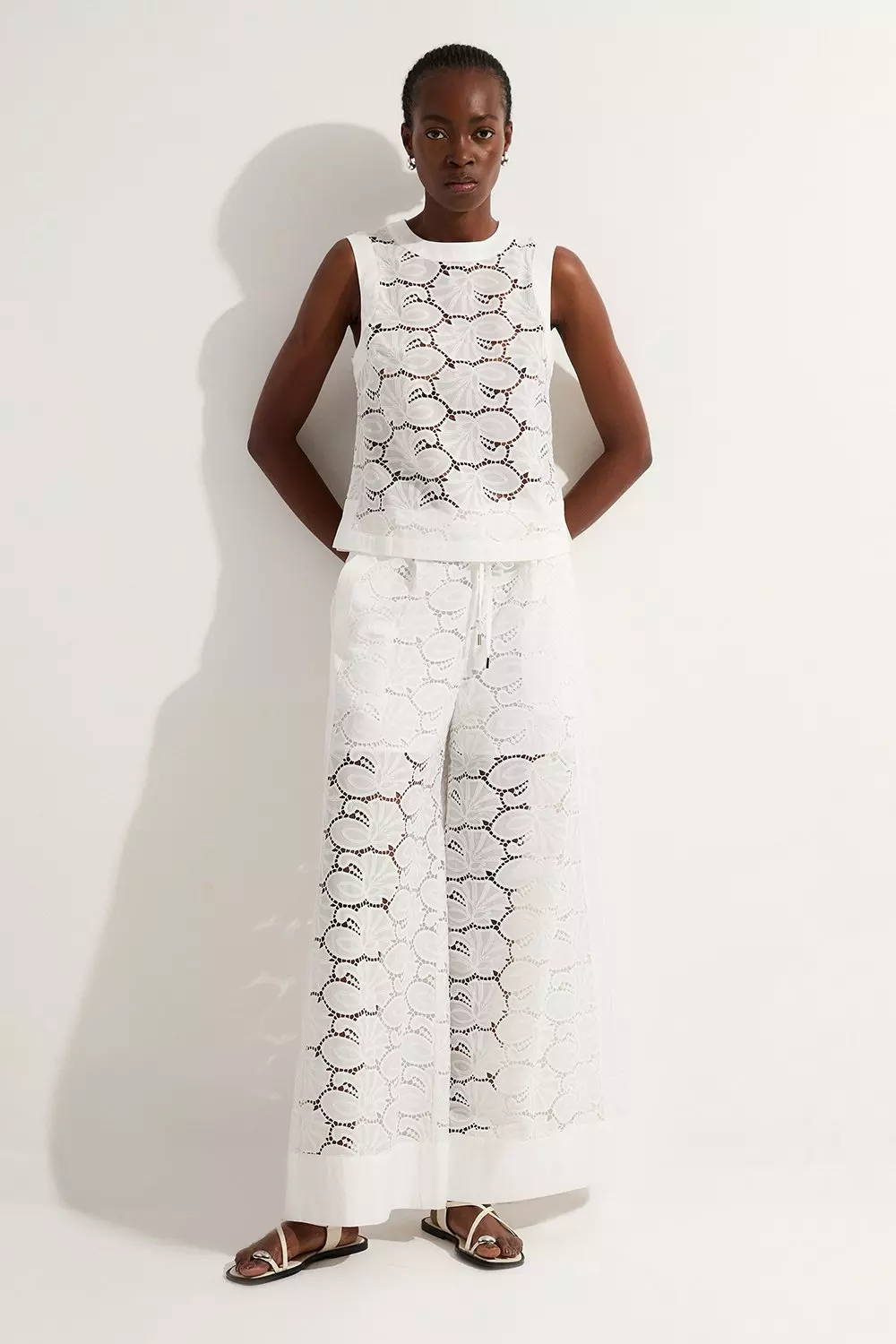 Cotton Cutwork Woven Shell Top | Karen Millen