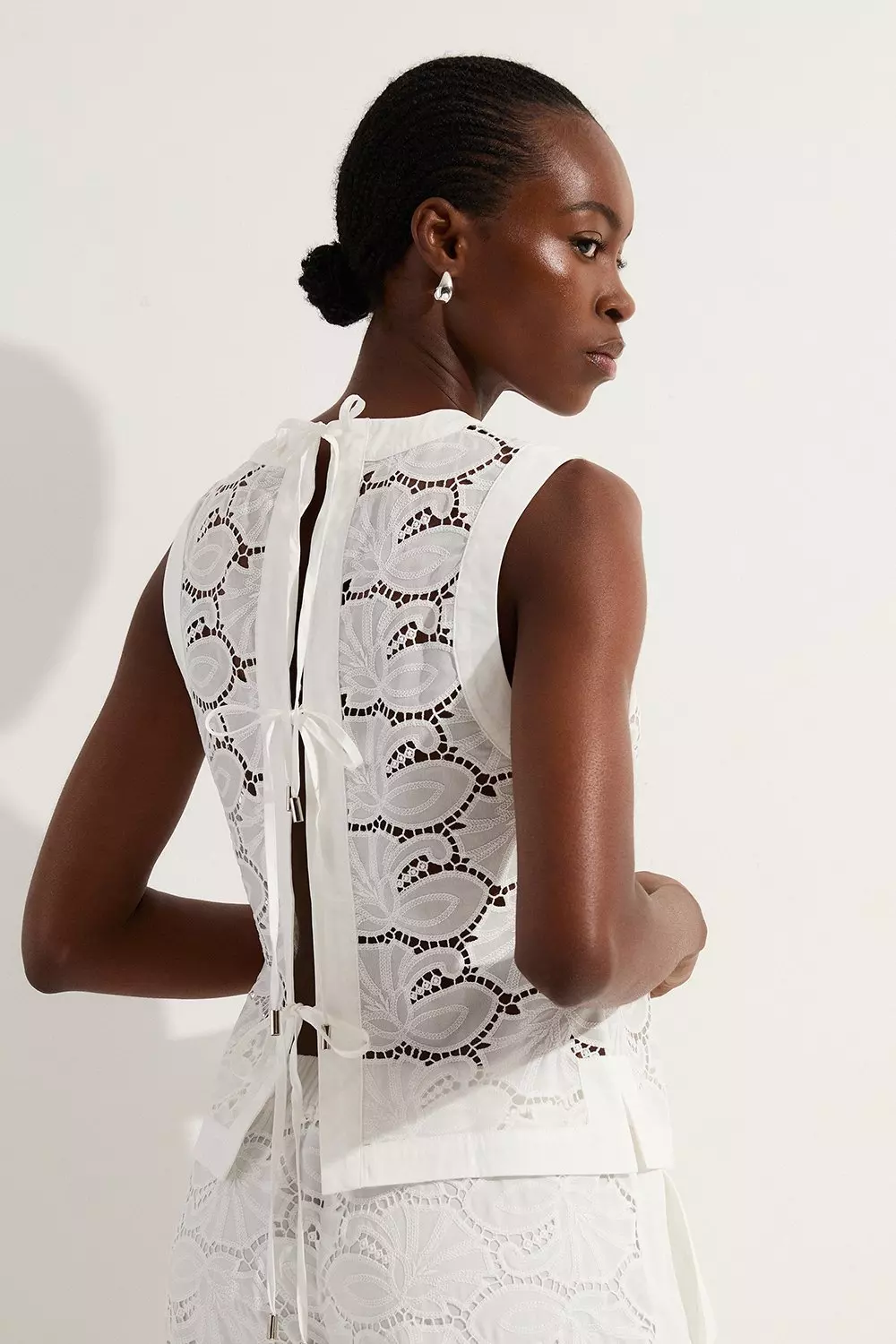 Cotton Cutwork Woven Shell Top | Karen Millen