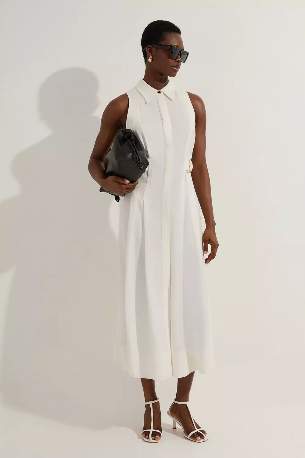 【karen millen】 Viscose Linen ホルターネック◇ミディドレス bkk23677_white_xl?$